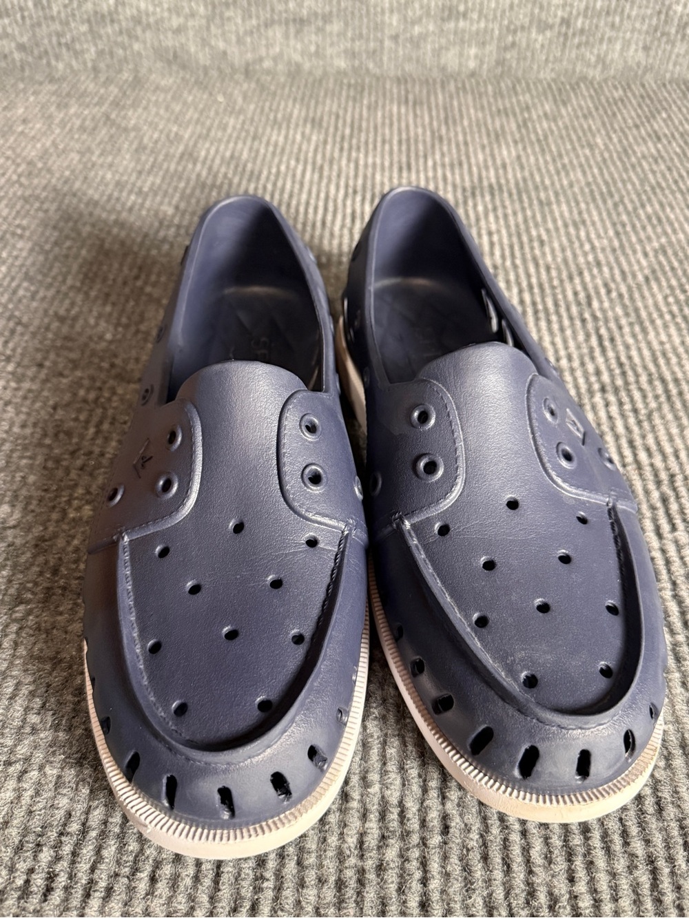 Sperry Top Sider Float Boat Navy and White Perforated Slip-On Shoes M9/W11 - Picture 2 of 8